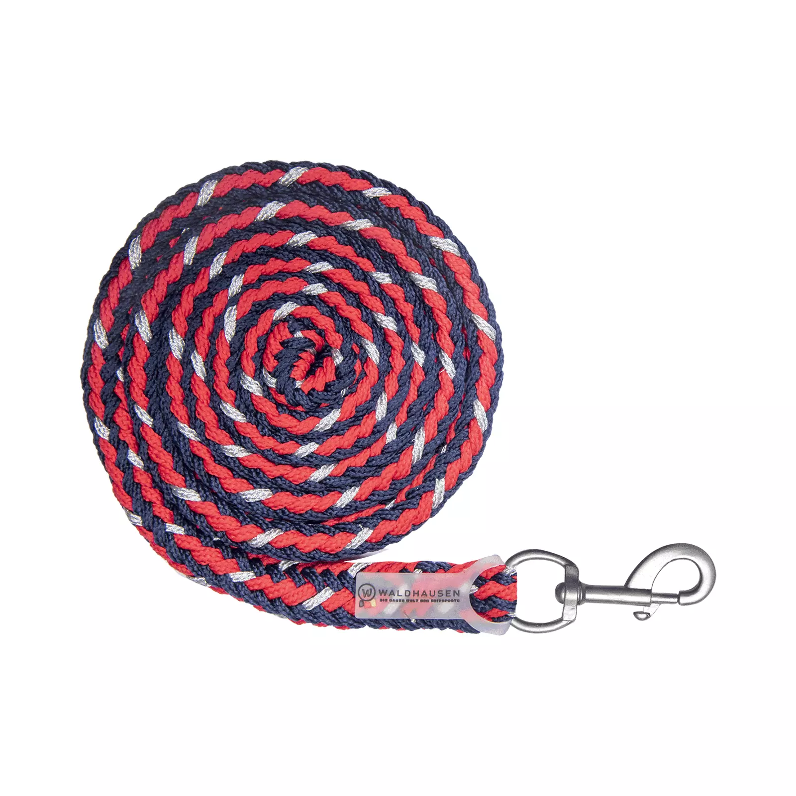 Shine Lead Rope, Navy/Red/Silver